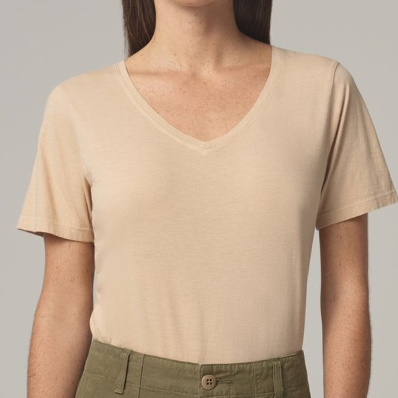 CITIZENS OF HUMANITY Melany V-Neck Bodysuit in Sand - Picture 1 of 2